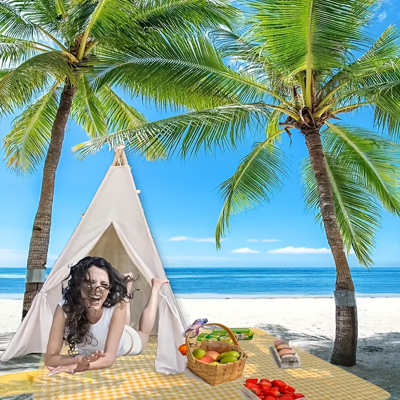 Extra Large Outdoor Picnic Blanket - Sand & Checkered Camping Mat, Lightweight Portable Beach Blanket for BBQ, Park, Lawn, Travel - Durable Polyester for Men & Women, Leisure Outing Gear | Classic Picnic Design | Blanket, Picnic Mat - Image 10