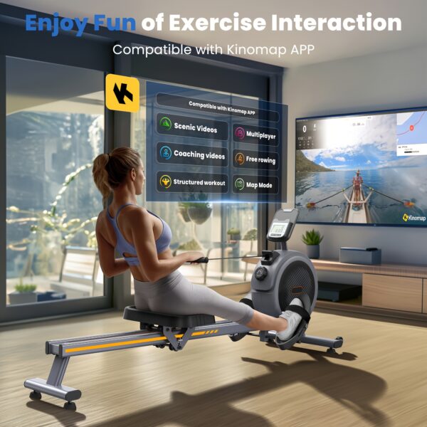 [Magnetic Rowing Machine] SRIFY Heavy-Duty Full-Body Magnetic Rowing Machine - Silent Glide Technology, Comfortable Padding, Foldable Frame - 350LBS Weight Capacity For Home Gym Workouts, Compact Design, Full-Body Training, No Battery - Image 6