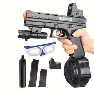 Electric Ball Blaster Pistol - Rechargeable USB Handheld Toy Gun with Orange Tips, High-Performance Splatter Ball Toy for Outdoor Shooting Games, Party Favors, Christmas & New Year Gifts (Black)