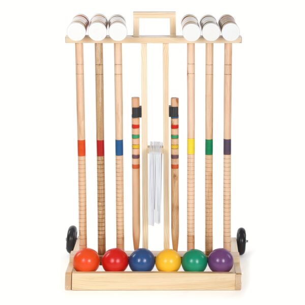 6 Player Croquet Set For Adults And Kids Croquet Lawn Game Kit With Wooden Stand For Backyard Lawn Yard Outdoor Games - Image 3