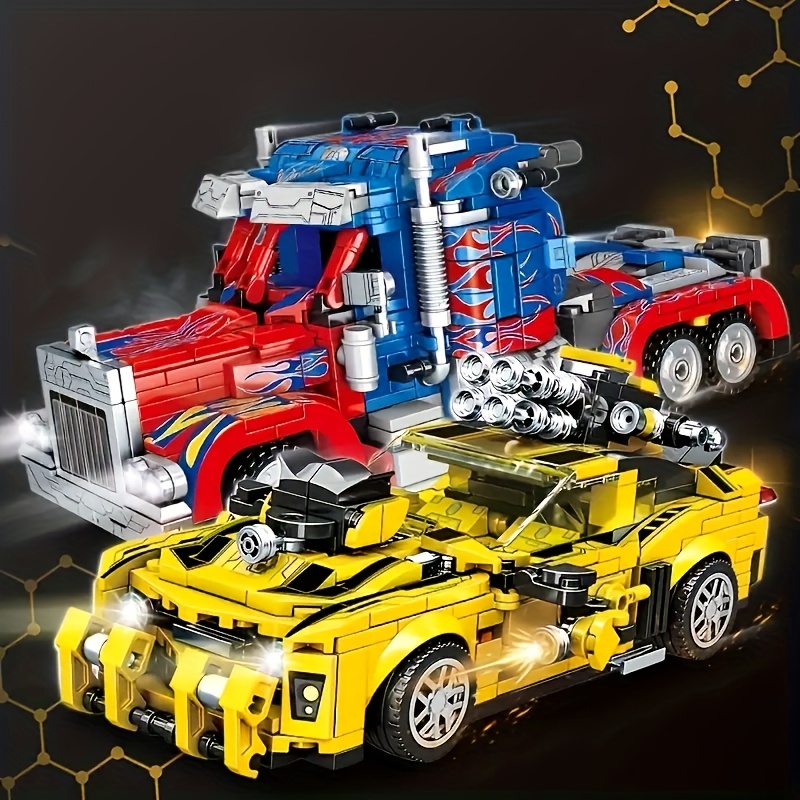 1950 Particle Car Robot Assembly Building Block Model Hand-Made Cool Room Ornaments Toys, Car Mecha Warrior Suitable for Birthday Gifts, Building Block Movie Peripheral Assembly - Image 7