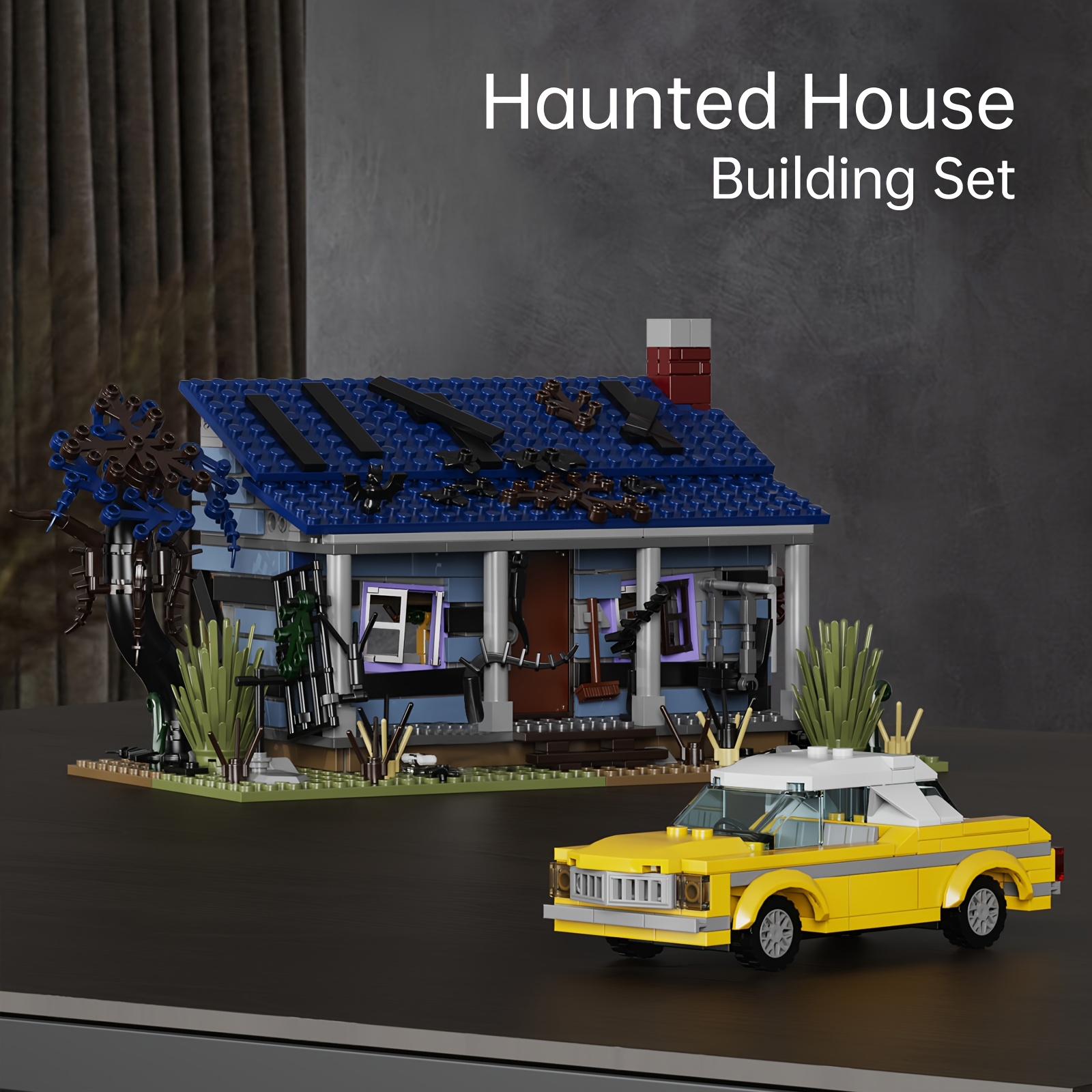 Halloween Popular Horror Movie House Vehicle Combo Block Set Home Decorations Handmade Building Kits ABS Durable Material Compatible With Brands Fan Adult Birthday, Holiday Best Gift 2 In 1 639pcs - Image 6
