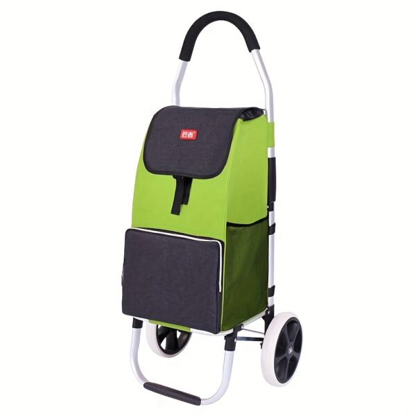 [Foldable | Aluminum Alloy] 1pc Foldable Shopping Cart | Large Wheels, Aluminum Alloy Frame, Quiet Trolley, Portable Grocery Cart | Above 10L Capacity, Elderly Aid, 50kg Load-Bearing Capacity - Image 2