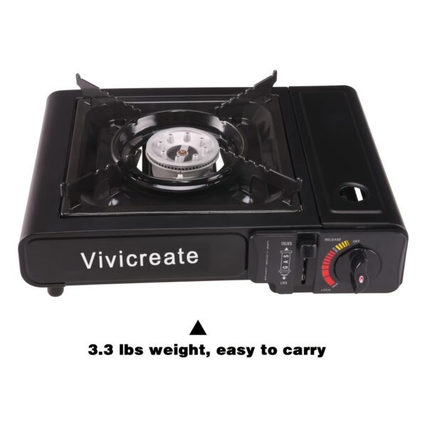[Portable Stove] Portable Butane Stove | Vivicreate Compact Outdoor Cooking Burner with Powder-Coated Steel Finish, Easy-to-Carry Handle & Adjustable Knobs, Durable Cooking Surface, for Camping, BBQ & Korean Cooking - Image 2
