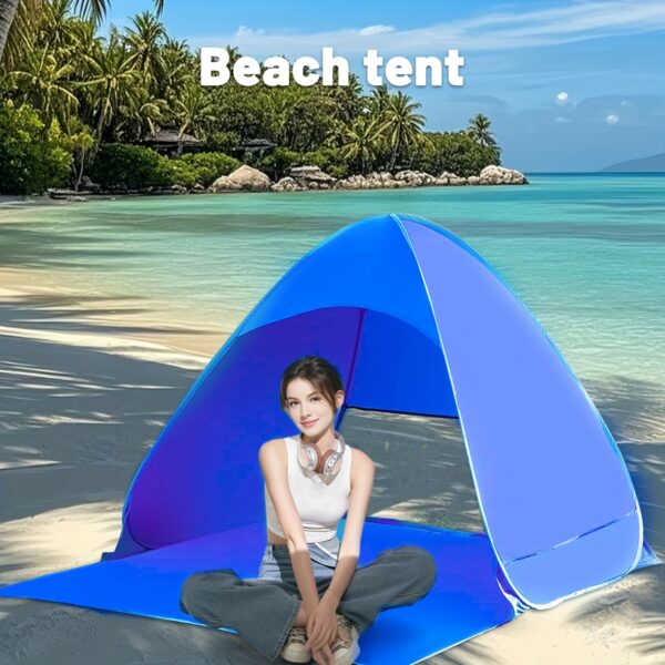 [Large Beach Tent] Large 4-Person Pop-Up Beach Tent | Spacious Interior, Compact Foldable Design & Carry Bag - Lightweight All-Season Family Tent for Camping, Picnics, Travel