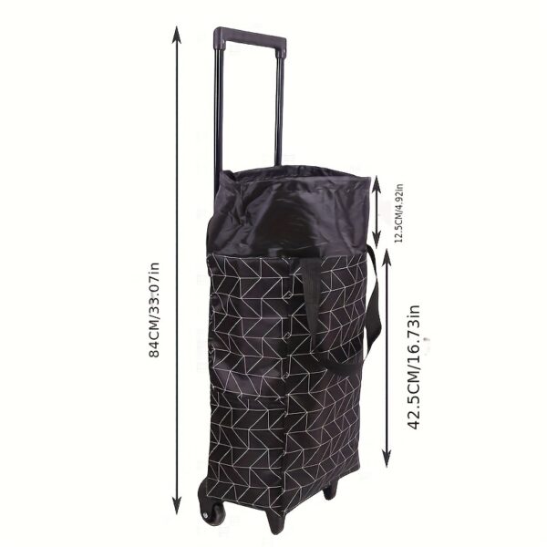 [Foldable Lightweight Trolley Shopping Cart] Multi-Functional Trolley Shopping Cart with Insulation Layer - Durable Metal Frame, Rolling Plastic Wheels, Foldable and Lightweight for Easy Travel, Drawstring Closure, Built-In Pockets, No Electricity Needed - Image 11