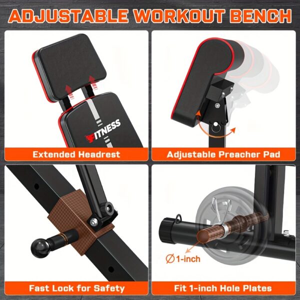 14-in-1 Adjustable Weight Bench | Foldable Multi-Functional Strength Training Equipment for Full Body Exercise | 770lbs Weight Capacity, Space-Saving Design for Home Gym - Image 4