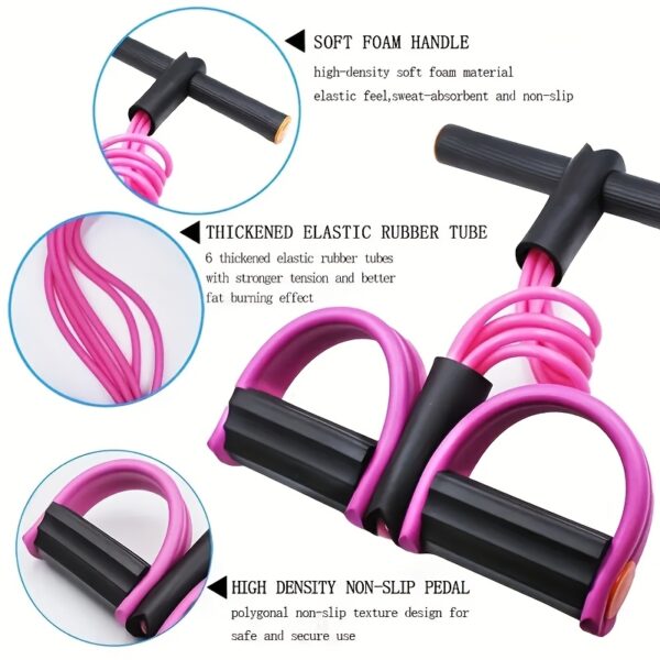 [6-Tube PVC Fitness Rope] 6-Tube PVC Fitness Pedal Rope | Multi-Functional Stretching and Training Equipment for Abdominal, Waist, Arm, and Leg Muscle Toning | Home Exercise Gear for All Users - Image 6
