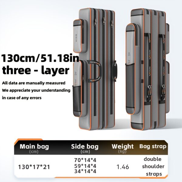 [Portable Fishing Gear Bag] Yuzhiyuan Fishing Gear Bag, Durable & Lightweight, with Multiple Compartments | Ideal for Freshwater and Saltwater Fishing, Gray with Orange Accents, Perfect Gift for Anglers, Fishing Accessory - Image 11