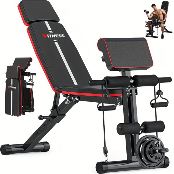14-in-1 Adjustable Weight Bench | Foldable Multi-Functional Strength Training Equipment for Full Body Exercise | 770lbs Weight Capacity, Space-Saving Design for Home Gym