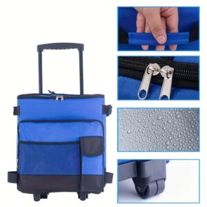 Large Capacity Insulated Cooler Bag with Telescopic Handle - Durable Oxford Fabric, Black & Blue Options, Ideal for Camping, Picnics, Travel - Includes Adjustable Shoulder Strap & Secure Zipper Closure, Cooler for Camping, Picnic Essentials Carrier, Picnic Essentials Carrier, Sturdy Construction