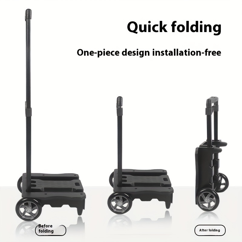 Collapsible Shopping Cart with Telescopic Tie Rod: Large Bearing PU Wheel, Raised and Widened Base, Double-Layer Insulation, Load up to 110.23LB - Image 2