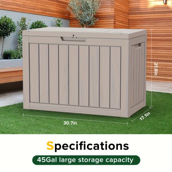 EasyUp All-Weather Outdoor Deck Box - Heavy-Duty Resin Construction, High Quality Flip-Top Lid, Minimalist Design for Patio, Deck & Backyard Storage (32GAL, 40GAL, 50GAL, 60GAL, 90GAL, 120GAL) - Coffee & Black, Deck Box for Outdoor Storage, Patio Organization, Contemporary Style, Durable Construction, Patio Decorators, Box, Cabinet, Rack for Outdoor Storage - Image 10