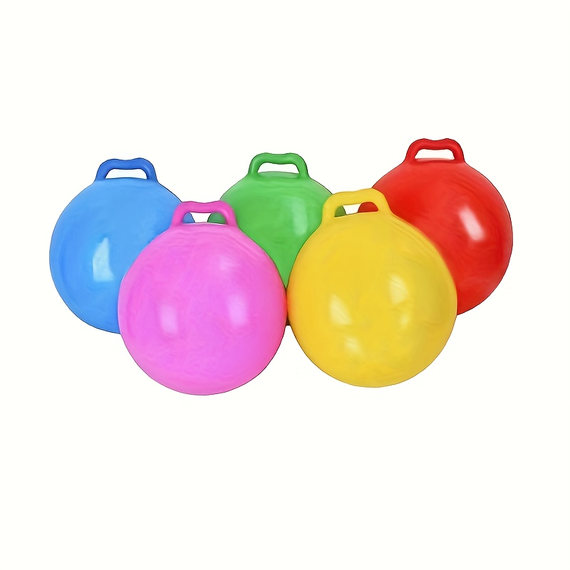 PVC Bounce Balls with Handles, 18-Inch Durable Jumping Sports Ball, Multi-Color Set, with Outdoor Games, School Activities, and Holiday Gifts for Ages 3-12