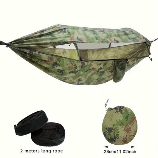 [Versatile Camo Hammock] 4-in-1 Camo Camping Hammock - Durable Nylon, Versatile with Mosquito Net & Sun Shelter, Easy Setup for Backpacking, Hiking, Beach & Garden Adventures, Camping Accessories - Image 5