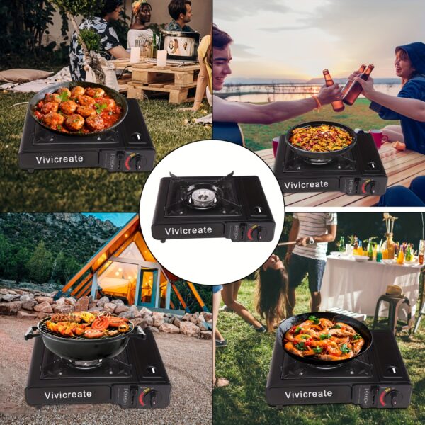 [Portable Stove] Portable Butane Stove | Vivicreate Compact Outdoor Cooking Burner with Powder-Coated Steel Finish, Easy-to-Carry Handle & Adjustable Knobs, Durable Cooking Surface, for Camping, BBQ & Korean Cooking - Image 4