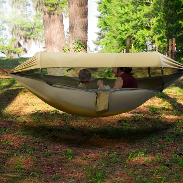 [Nylon Hammock] Portable Double-Nylon Hammock Tent | with Mosquito Net & Sun Shade, Woven Outdoor Sleeping Gear, Hand Washable | for 1 or 2 Person Capacity, Backpacking, Travel, Garden, Park