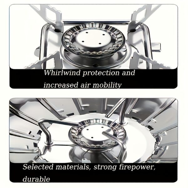 Windproof camping stove camping gas stove, portable foldable stove, used for outdoor backpack hiking and picnicking. Portable foldable camping stove - ideal choice for outdoor exploration, picnicking, and grilling, material, iron - Image 8