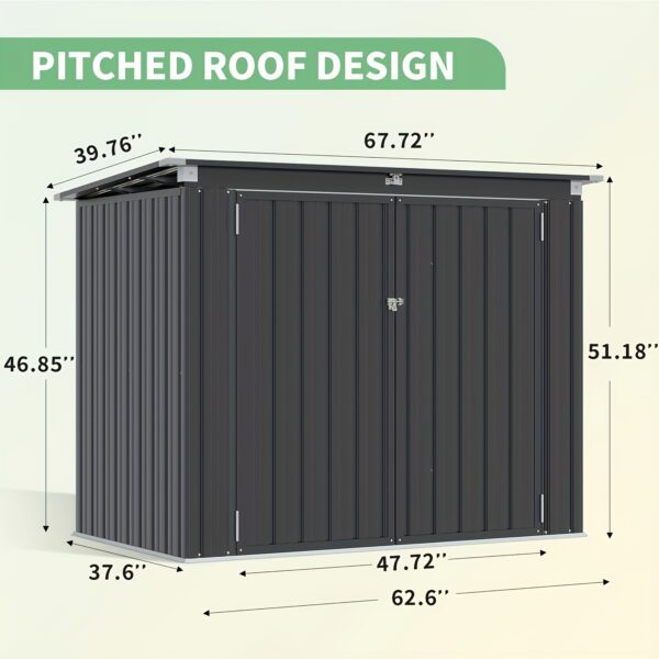 Waterproof Metal Storage Shed 3.3x5.6FT - Ideal for Garden, Backyard, Patio | Durable Outside Storage for Trash Cans, Toys, Weeding Tools - Image 3