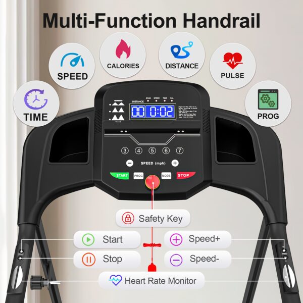 [FYC Portable Treadmill] 2.5HP FYC Foldable Portable Treadmill - Electric Motorized Running Machine with Heart Rate Sensor for Home Gym - Image 7