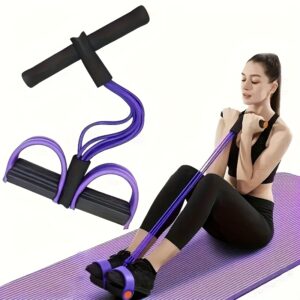[6-Tube PVC Fitness Rope] 6-Tube PVC Fitness Pedal Rope | Multi-Functional Stretching and Training Equipment for Abdominal, Waist, Arm, and Leg Muscle Toning | Home Exercise Gear for All Users