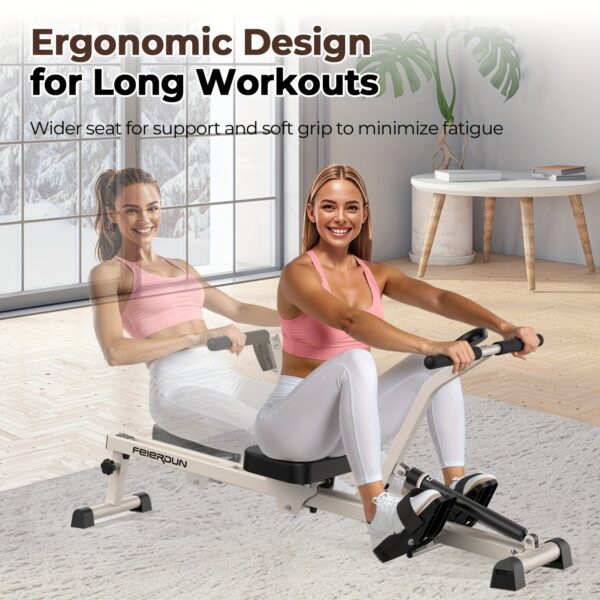 [Magnetic Rowing Machine] SRIFY Heavy-Duty Full-Body Magnetic Rowing Machine - Silent Glide Technology, Comfortable Padding, Foldable Frame - 350LBS Weight Capacity For Home Gym Workouts, Compact Design, Full-Body Training, No Battery - Image 3