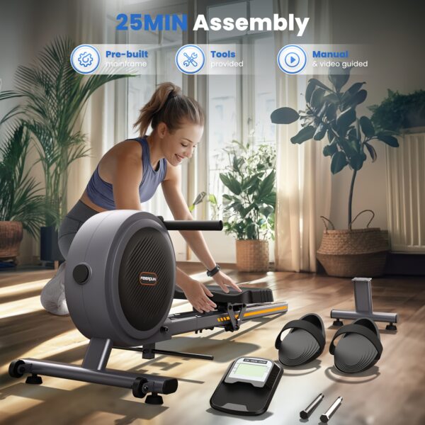 [Hartwares Magnetic Rower] Hartwares 66Lbs Magnetic Rowing Machine - 16 Levels Quiet Resistance, 350Lb Capacity, Body Shaping Machine for Home - Image 7