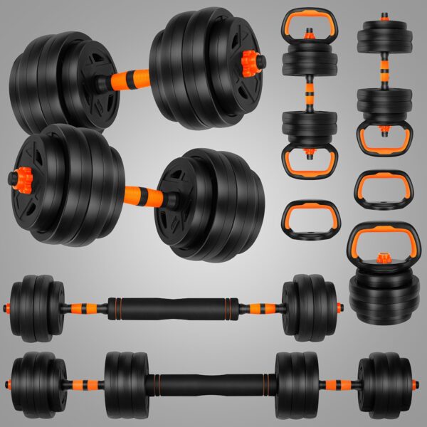 Versatile 70Lb Adjustable Dumbbell Set - 4-in-1 Design: Dumbbells, Barbells, Kettlebells And Push-up Stand - Perfect for Home Gym with Connectors - Image 5