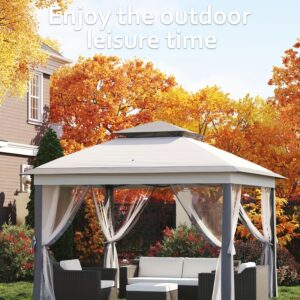 11'x11' Instant Pop-Up Gazebo Tent with Heavy-Duty Frame - Quick Setup Outdoor Canopy, All-Weather Shelter with Mosquito Netting for Patio, Garden, Backyard, Parties, Events - Easy Assembly & Storage, Grey Canopy, Outdoor Tent Canopy, Sturdy Construction