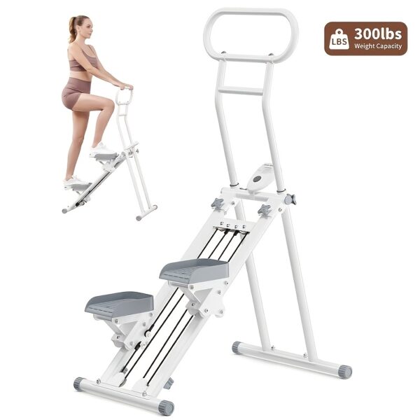 Stair Stepper Folding Vertical Cardio Exercise Climber Stair-Master For Exercise At Home Full Body Workout Machine With Handlebar 300LBS Load With Adjustable Step Range Handlebar & Pedals, Without Battery - Image 4