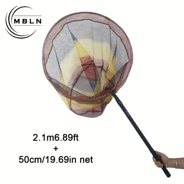 [Carbon Fiber Fishing Net] 1pc Carbon Fiber Fishing Landing Net | Telescopic Collapsible 2.1m/2.4m/3m Super-Long Handle with Ergonomic Grip, Durable Lightweight Design & Mixed Colors for Professional & Recreational Anglers - Image 3