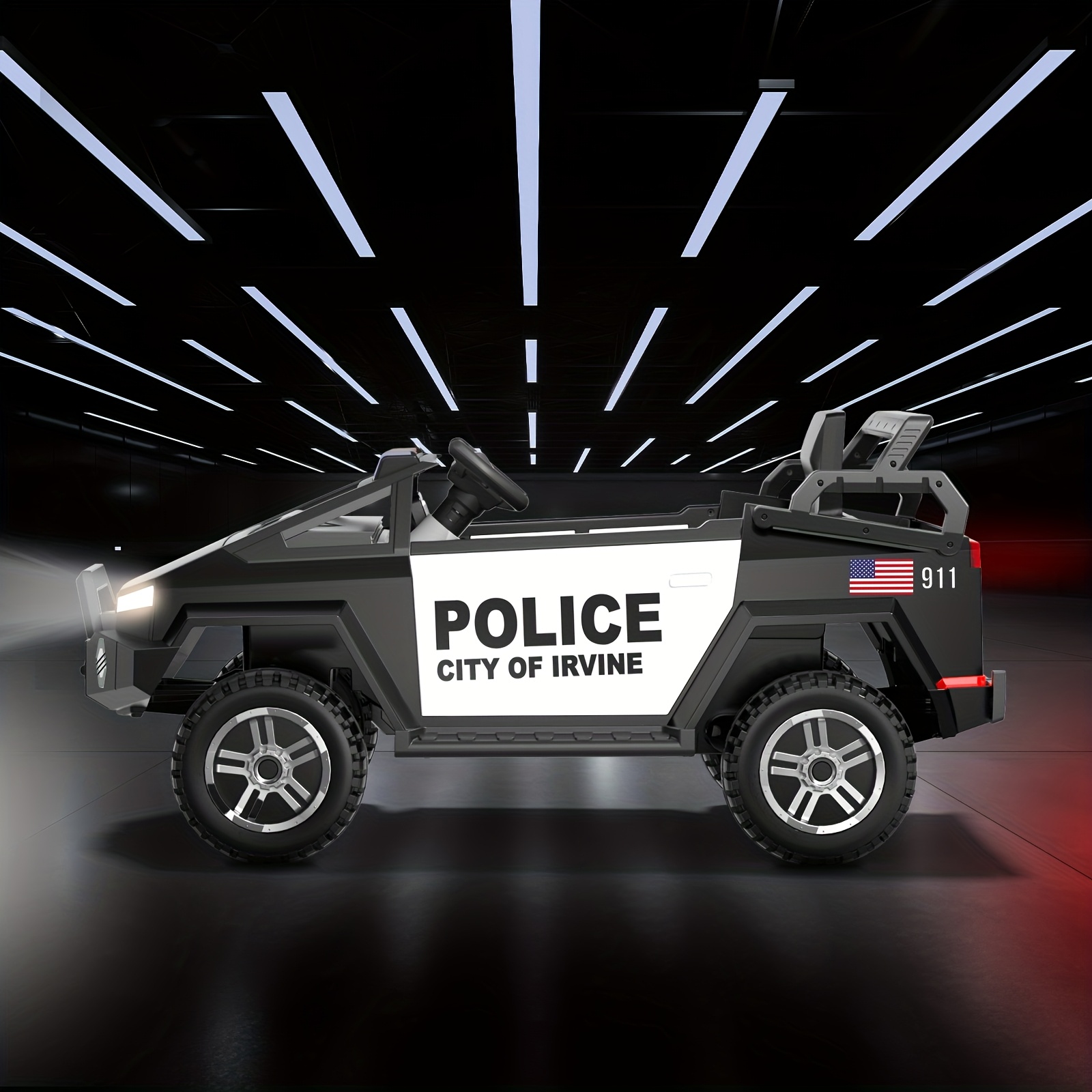 24V Youngsters' Remote-Controlled Police Car with Remote Control, Alarm, Flashing, Music, Spring Suspension, Suitable for 3-8-year-old Girls and Boys' Birthdays or Various Holiday Gifts - Image 9