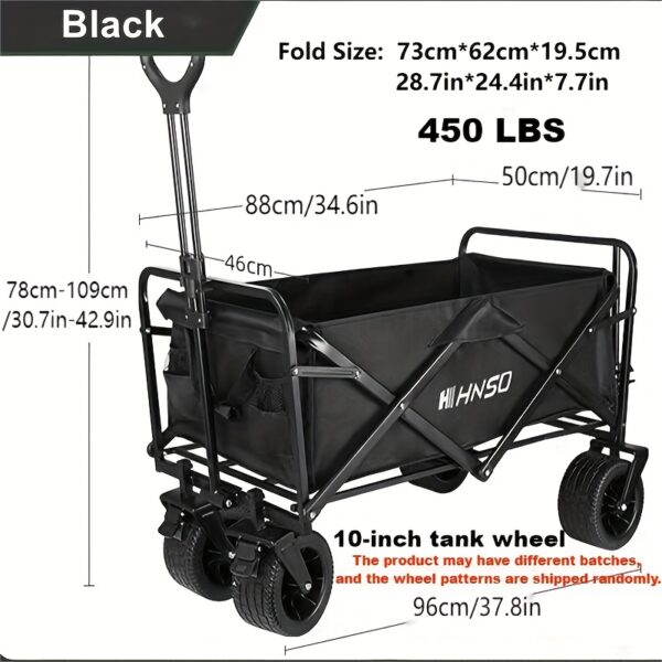 [Robust Build] Heavy-Duty Foldable Black Metal Hand Trolley with All-Terrain Wheels - Versatile for Camping, Travel, Sports, Fishing & BBQs, Easy Storage, No Power Required - Image 9