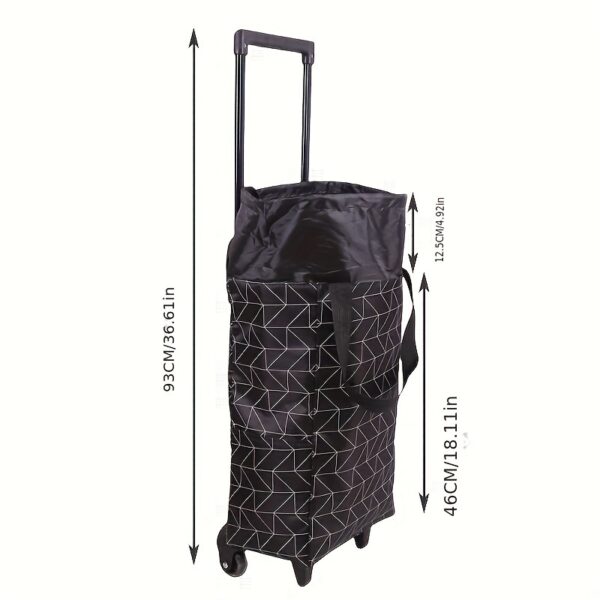 [Foldable Lightweight Trolley Shopping Cart] Multi-Functional Trolley Shopping Cart with Insulation Layer - Durable Metal Frame, Rolling Plastic Wheels, Foldable and Lightweight for Easy Travel, Drawstring Closure, Built-In Pockets, No Electricity Needed - Image 10