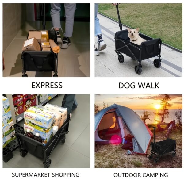 [600lbs Folding Cart] Heavy-Duty 600lbs Capacity Aluminum Alloy Folding Shopping Cart | Ergonomic Handles, All-Terrain Wheels, Durable Reinforced Frame | For Groceries, Moving, Home Use, 280lbs Folded Weight - Image 2