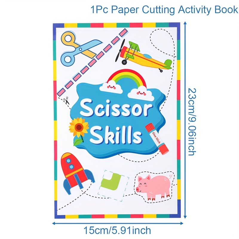 1pc Scissor Skills Activity Book - Interactive Paper Cutting Practice with Airplanes, Rainbows & Animals | DIY Art Projects, Birthday Party Favors, Shower Decorations | Educational Craft Supplies - Image 2