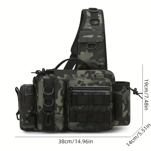 [Camouflage Fishing Backpack] Camouflage Multi-Functional Fishing Backpack | Nylon Fishing Tackle Box Bag with Adjustable Strap, Suitable for Fishing, Hiking, Camping - Single Shoulder Crossbody Tactical Bags with Lace-Up Detail - Image 14