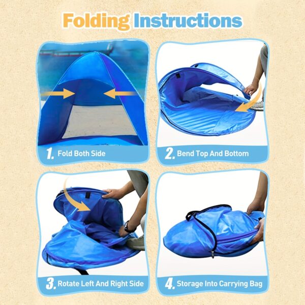 [Large Beach Tent] Large 4-Person Pop-Up Beach Tent | Spacious Interior, Compact Foldable Design & Carry Bag - Lightweight All-Season Family Tent for Camping, Picnics, Travel - Image 4