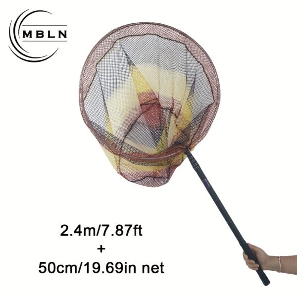 [Carbon Fiber Fishing Net] 1pc Carbon Fiber Fishing Landing Net | Telescopic Collapsible 2.1m/2.4m/3m Super-Long Handle with Ergonomic Grip, Durable Lightweight Design & Mixed Colors for Professional & Recreational Anglers - Image 5