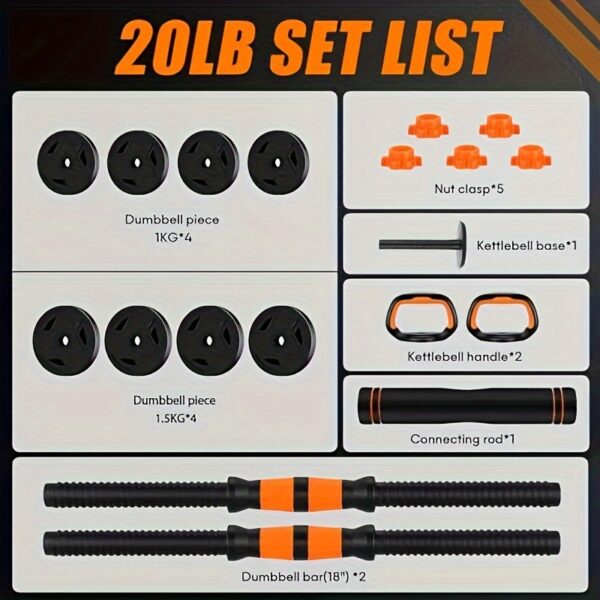 Versatile 70Lb Adjustable Dumbbell Set - 4-in-1 Design: Dumbbells, Barbells, Kettlebells And Push-up Stand - Perfect for Home Gym with Connectors - Image 3