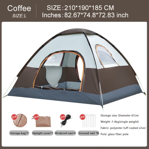 [Luxury Camping Tent] ALPACA OUTDOORS 4-Person Luxury All-Season Family Camping Tent | 2 Doors & 2 Windows, Durable O-Shaped Shape, 1 Sun Shelter, Portable Shelter for Outdoor Adventures - Image 9