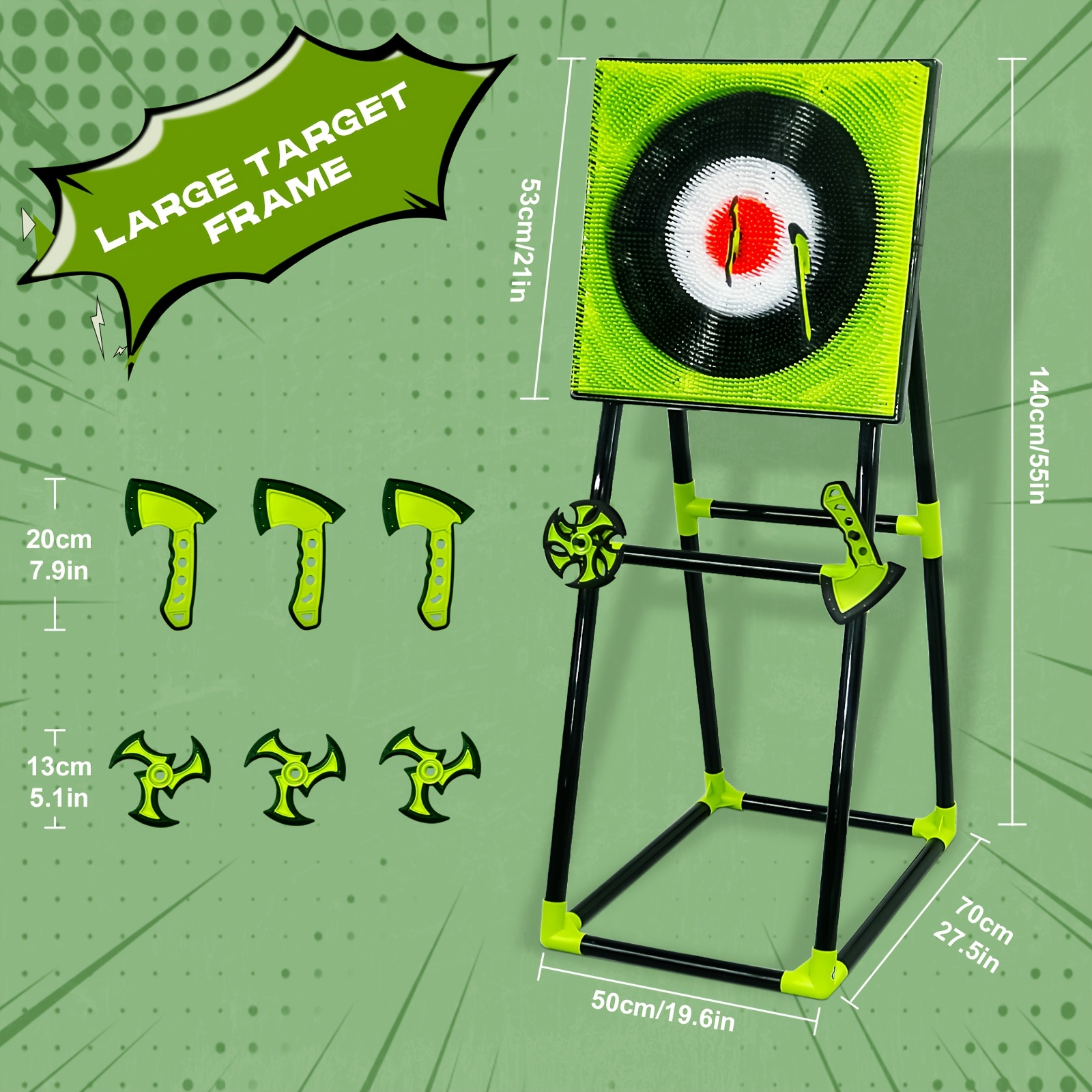 Portable Axe Throwing Game Set for Backyard Fun – Includes 3 Target Axes & 3 Boomerangs, Green and Black, Ideal for Indoor/Outdoor Family Gatherings and Camping, Indoor Playset|Target Practice Game|American Flag Design, FOYKUED - Image 5