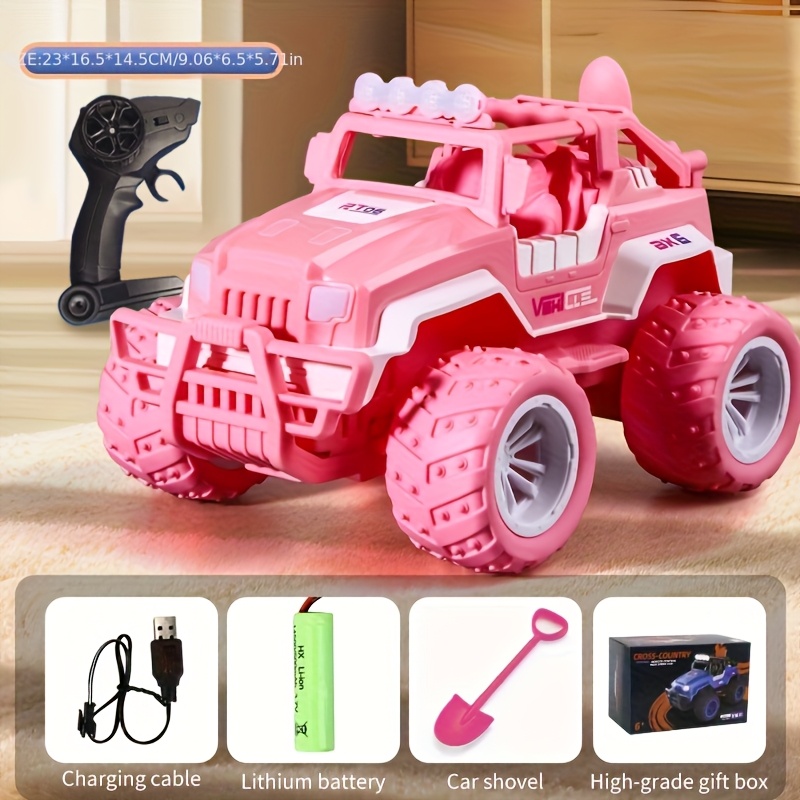 RC Car for Girls, Pink RC Truck with Two Rechargeable Batteries, Toys for 3, 4, 5, 6, 7, 8 Year Old Girls, Birthday Ideas for Little Girls