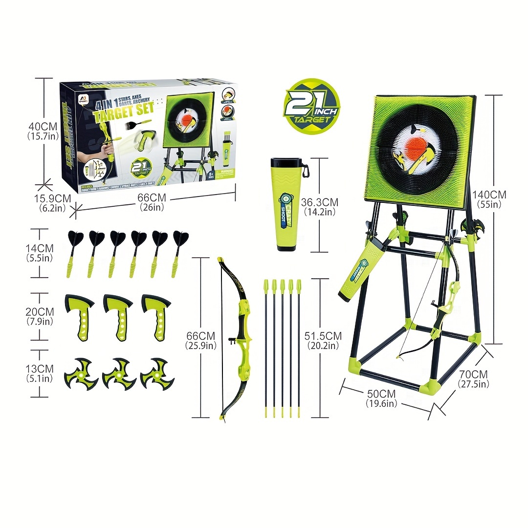 Hatchet Throwing Target Game Set, Green, Three Hatchets And Three Darts, Two-player Competitive Play, Scoring On Inner And Outer Rings Of The Target, For Sports Toys In The Courtyard - Image 5