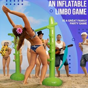 Inflatable Adult Limbo Game Set - Durable, Safe PVC, Blue & Green Pole with Pink Base, Ideal for Family Festivals, Gatherings, and Interactive Outdoor Activities, Beach Game|Vibrant Game Set|Durable PVC Materia
