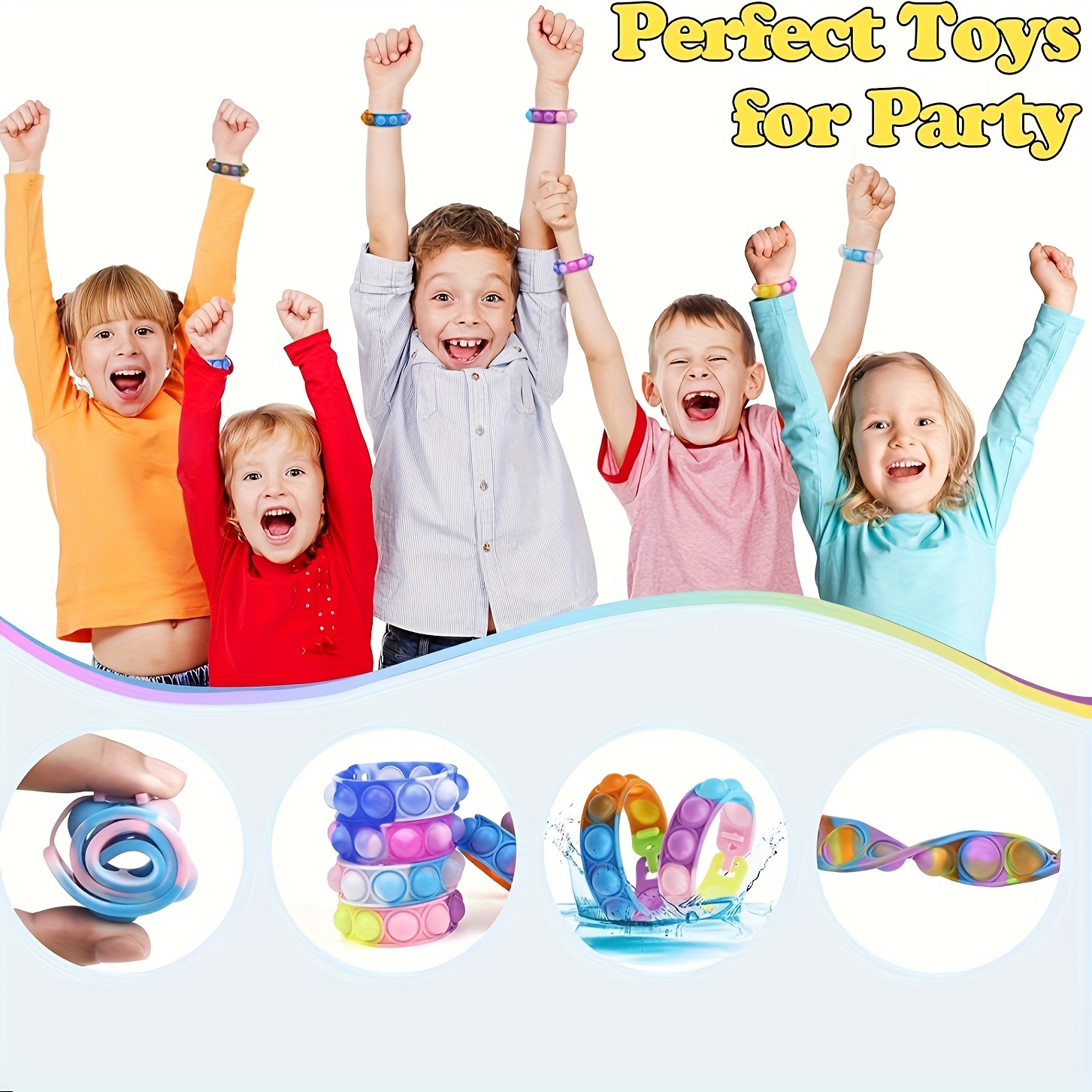 MEZHOBBY 30pcs/100pcs Pop Bracelet Party Favors Fidget Bracelet It Birthday Party Favors For Kids Goodie Bags Stuffers Classroom Prizes Brand - Image 4