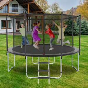 Trampoline For Kids With Enclosure Net 8FT 10FT 14FT 16FT Heavy Duty Outdoor Recreational Trampolines For Backyard, Trampoline With Ladder For Kids/Adults