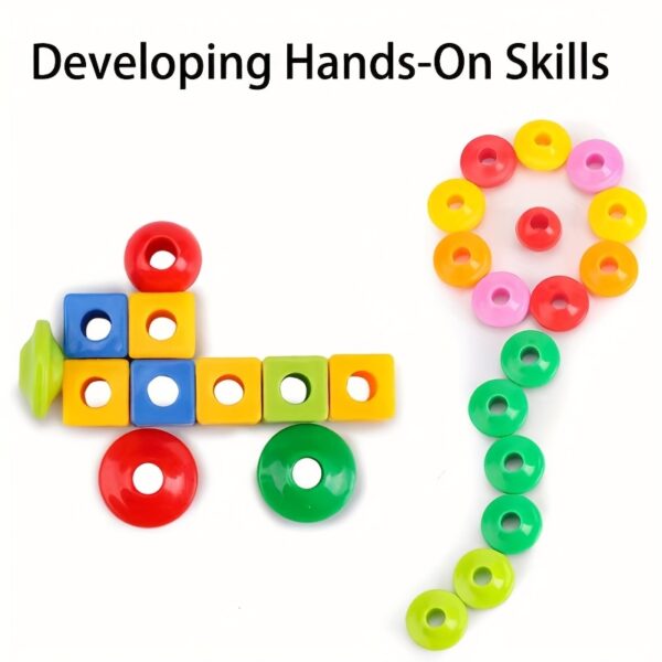 28/44pcs Beads with String,, Educational Bead Stringing Toys - Shape And Color Classification, Fine Motor Skills, Hands-On Ability Development Set, with Stringing String And Storage Bag, Ideal Building Block Toy Gift - Image 12