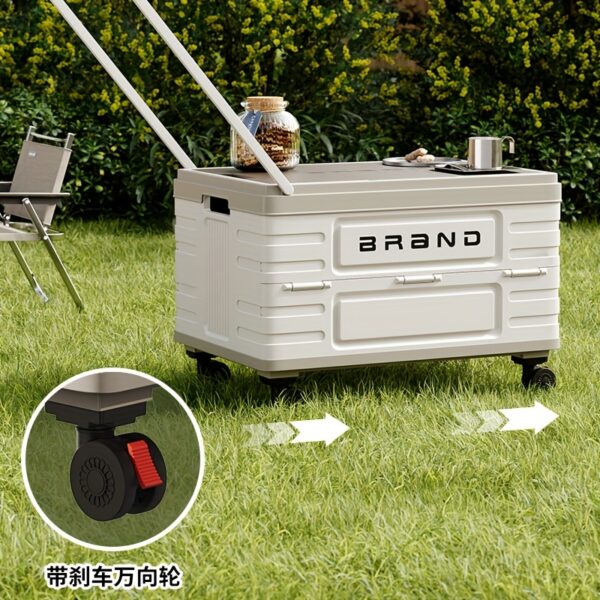 ZHOHO TANT 17.44gal Foldable Outdoor Storage Box with 360° Swivel Wheels & Handle, Durable Plastic Portable Crate for Camping, Shopping, Picnics - Multi-Purpose Space-Saving Design, Camping Storage, Picnic Essentials Carrier, Box,Cabinet,Rack for Outdoor Storage - Image 6