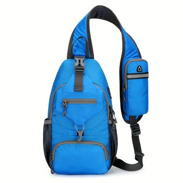 [Multi-Functional Crossbody Bag] Multi-Functional OGEHUAFEE Women's Lightweight Crossbody Bag | Adjustable Chest Pack with Multiple Compartments, Durable Nylon for Outdoor Travel, Hiking & Daily Use, Sporty Design Black/Blue/Army Green, Fashionable Accessory, Bungee Cord Attachment - Image 9